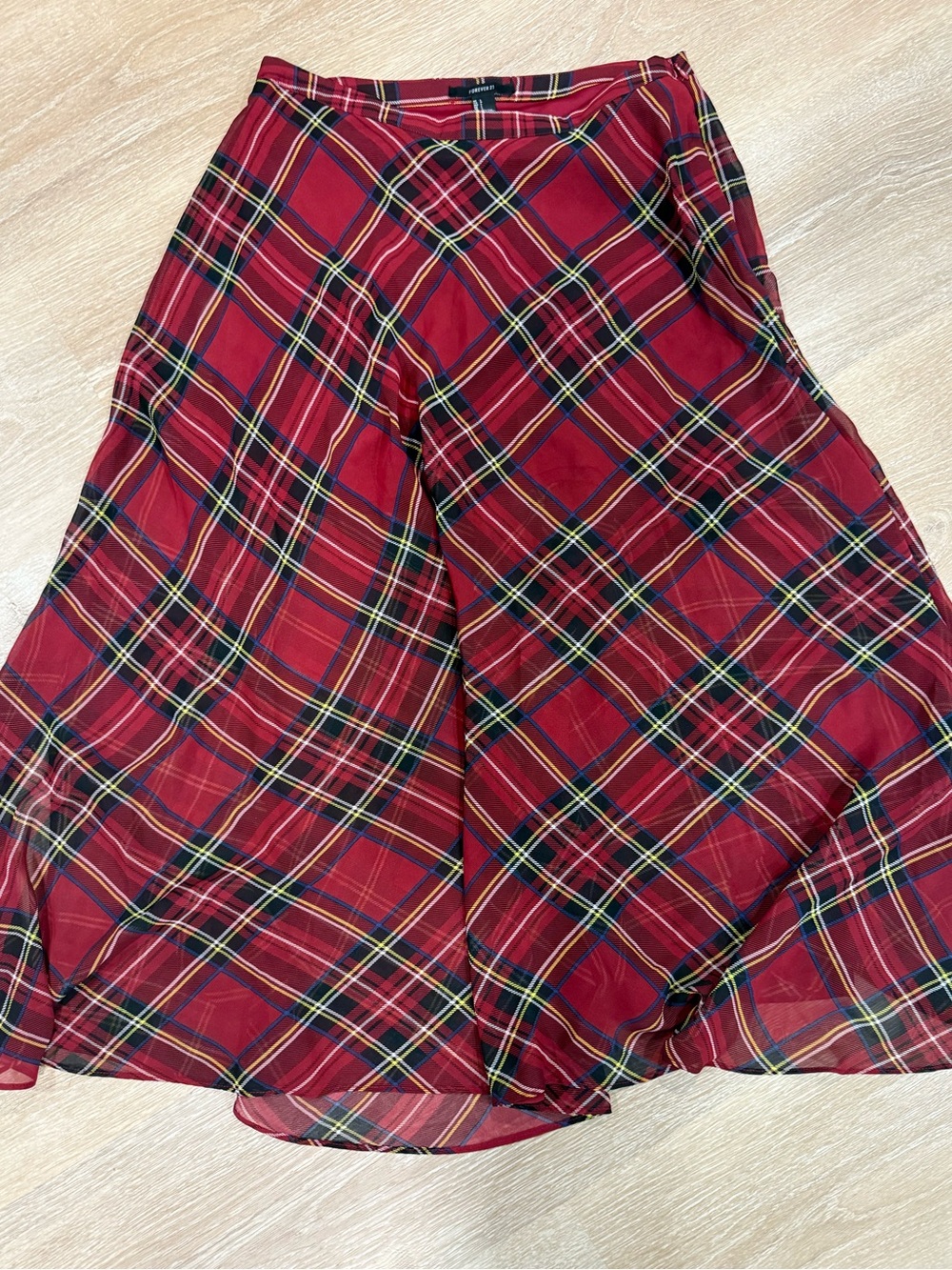 Forever 21 Red Plaid Circle Skirt